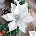 STOBOK 24 шт., на Рождество, с цветами, моделирования и напылением золотистого цвета; С цветочным узором Рождественская елка украшения цветок (серебро)