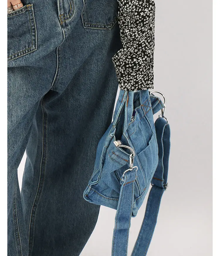 

Cool Girl Totes Fashion High Street Style Nice Hardware Mini Totes In Denim Drop Ship Y2K Women's Bags Denim Jeans Sholuld Bag