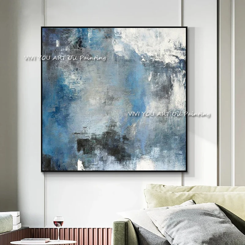 

The Palette Blue Best Hand Painted Oil Paintings on Canvas Abstract Painting Wall Picture for Room Home Decor Art No Framed