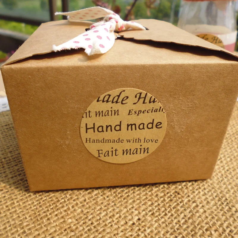 Винтажная крафт бумага Круглая этикетка ручной работы наклейка для выпечки