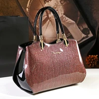 new arrival korean style simple pillow shoulder bags handbags women famous brands top handle bag patent leather messenger clutch