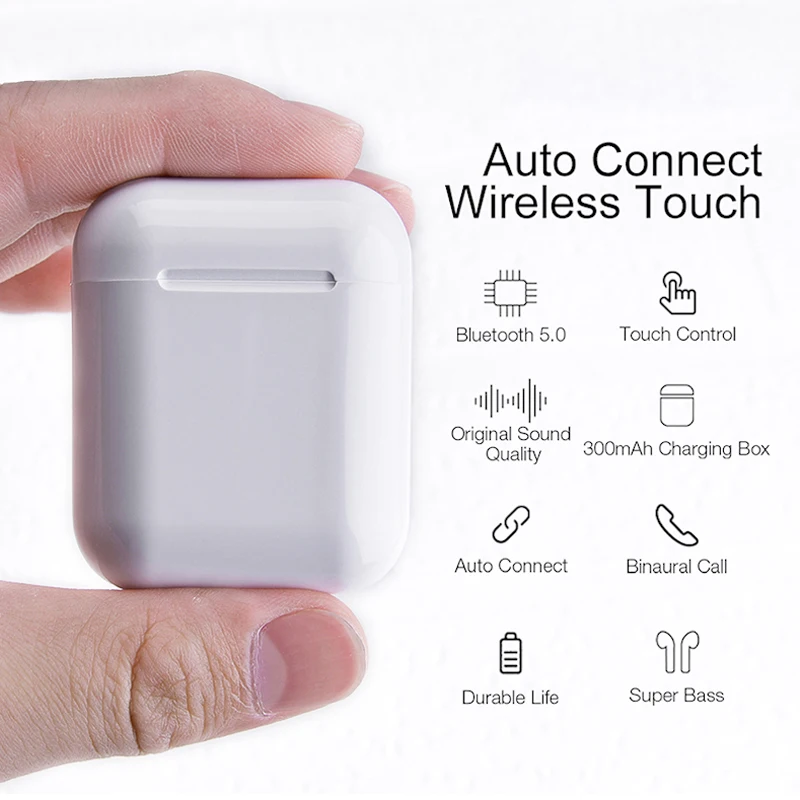 I12 Tws беспроводные наушники Bluetooth 5,0, мини наушники с микрофоном, зарядная коробка, Спортивная гарнитура для смартфона