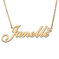love heart janelle name necklace for women stainless steel gold silver nameplate pendant femme mother child girls gift