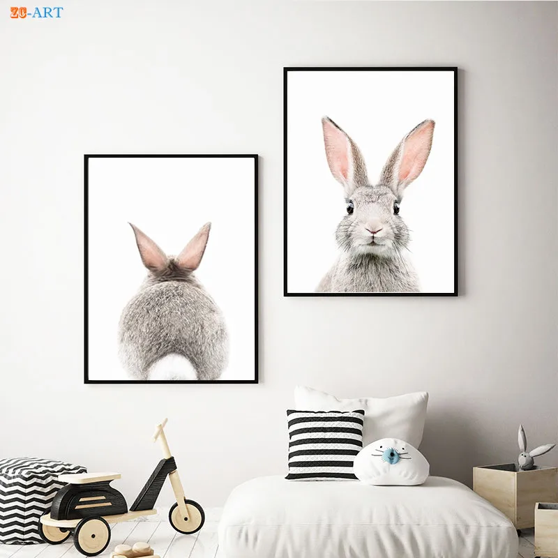 Картина на холсте с рисунком зайчика кролика животного|Рисование и каллиграфия| |