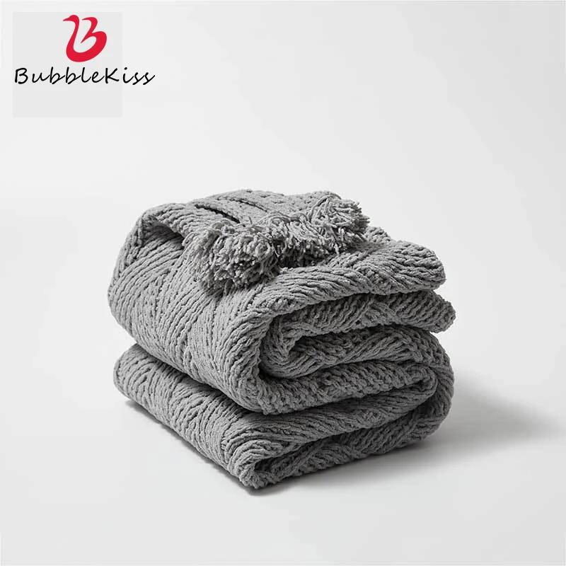 

Одеяло в скандинавском стиле Bubble Kiss, простое ручное вязаное одеяло s для кровати, домашний декор, покрывало для кровати с кисточками