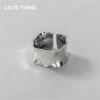 lius tung folds irregular 925 sterling silver figure open rings for women nordic jewelry handmade
