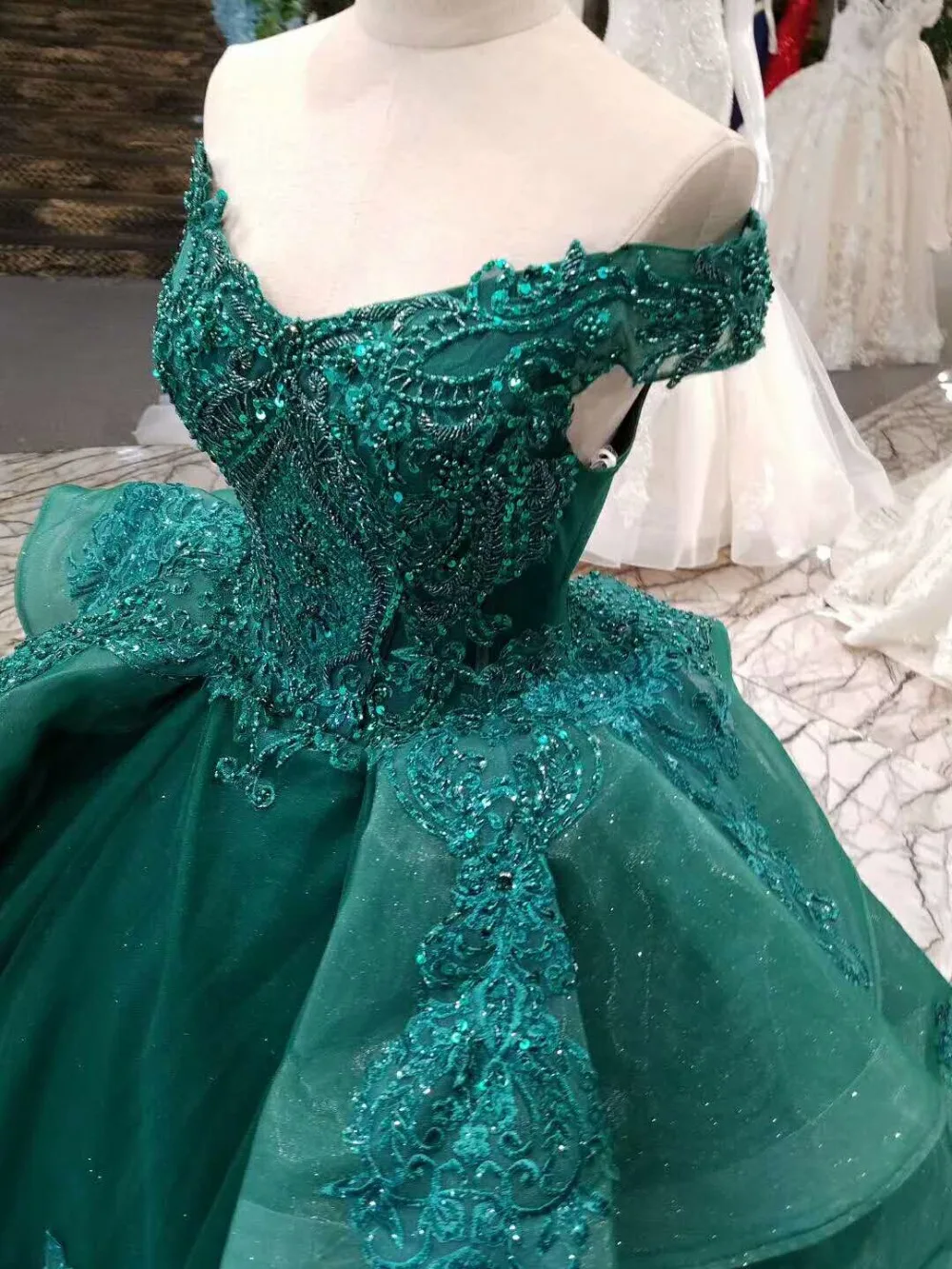 AIJINGYU Lace Ball Dresses 2021 Princess Elegant Reception Green Gown Evening Dress Underskirt