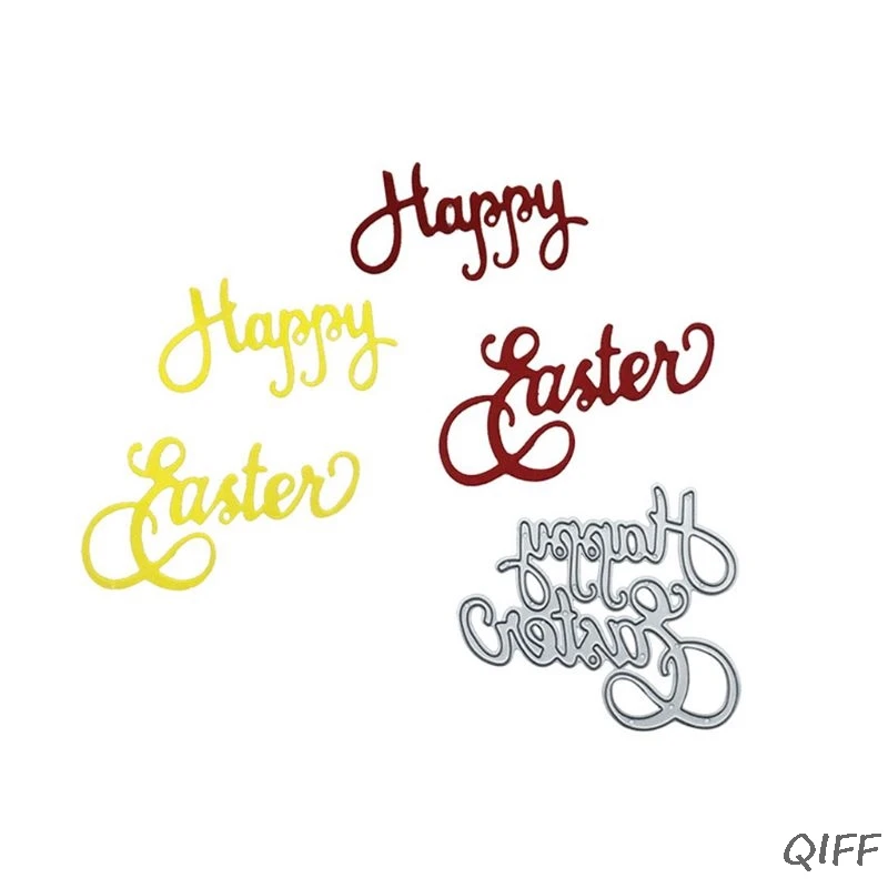Счастливый Пасхальный текст металлические Вырубные штампы Трафаретный