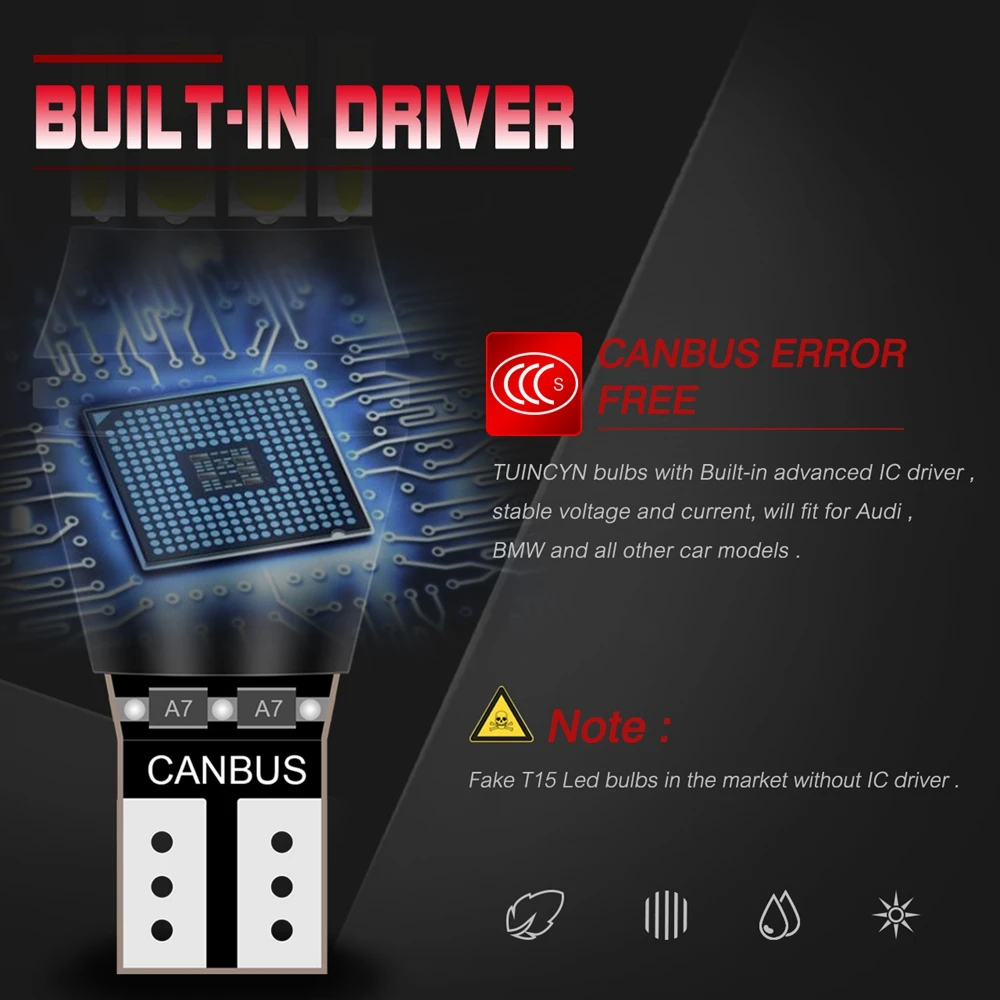 2 шт. светодиодный T15 W16W Led Canbus заднего хода автомобиля светильник лампочка для