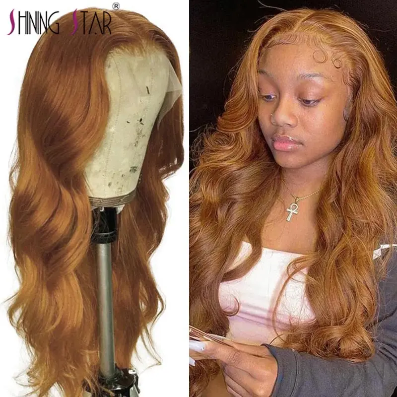 

Honey Blonde Body Wave Lace Front Wig For Women Human Hair Ginger Brown 13x1 Lace Front Wig Peruvian Shining Star Remy Hair 180%