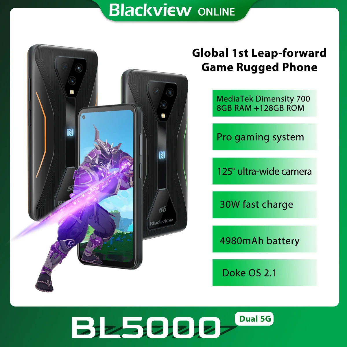 Прочный игровой телефон Blackview BL5000 двойная модель смартфон IP68 быстрая зарядка 30 Вт