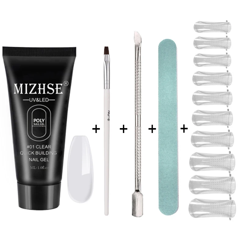 MS-Set03-P01 MIZHSE кристальная Желейная резинка поли гель набор 30 набор пластиковых бутылок для шампуней/кремов желе строитель ногтей палец расширение жесткий гель УФ маникюрный лак Советы - Цвет: MS-Set03-P01