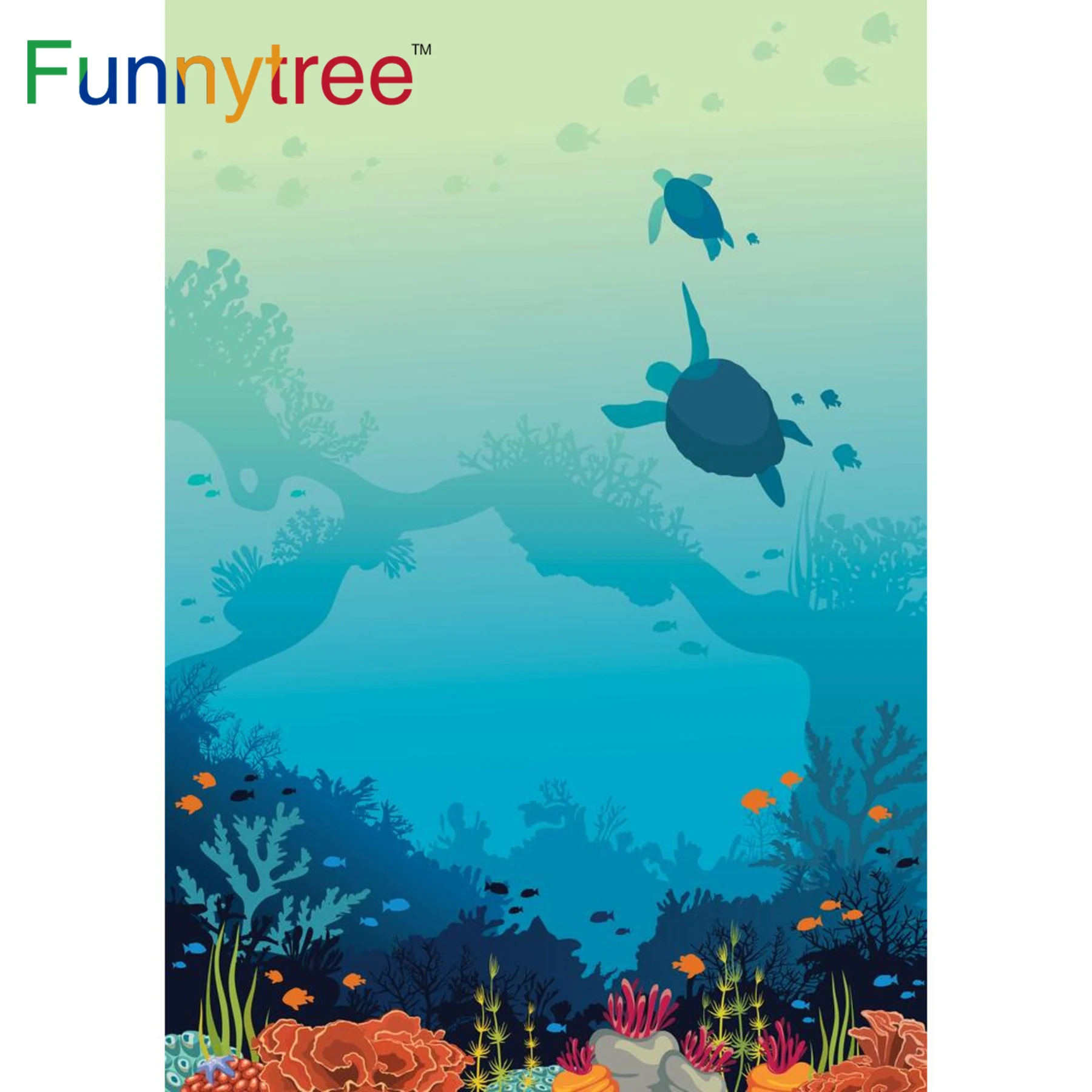 

Funnytree Sea Theme Backgrounds Turtle Ocean Coral Backdrops Decorations Fabric Photography Photophone Photocall Vinyl Banner