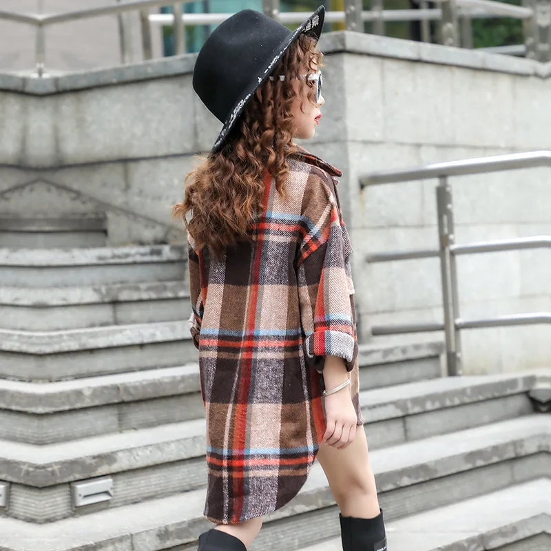 Ircomll Fashion Korean Girl blouse kids Girls Long Sleeve Shirt Plaid Blouse Turn down collar Long Tops Autumn Children Costume