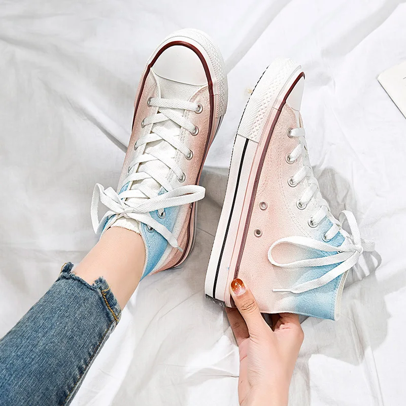 Сезон 2019 г. женская обувь на нескользящей подошве градиентного цвета Высокая