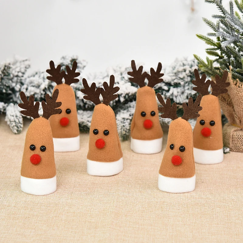 Mini Christmas Hat Design Wine Bottle Lid Santa Claus Elk Dust Cover Merry Xmas Dinner Decor DIY Home Party Supplies | Дом и сад