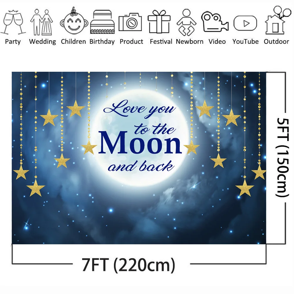 Фотофон с надписью Love You to the Moon and Back для фотосъемки новорожденных детей