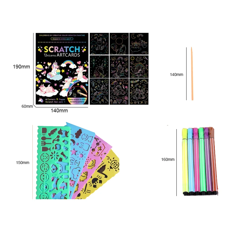 1 Набор сделай сам набор волшебных царапин карта мультяшный единорог динозавр