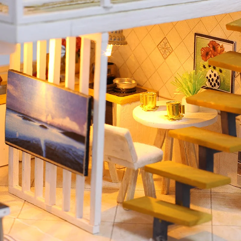 Кукольный домик мебель деревянный миниатюрный набор сделай сам С Пылезащитным