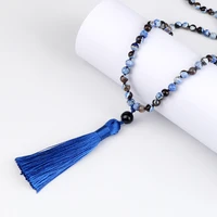 108mala natural blue fire stone beaded necklace for women men 6mm natural stone beads prayer necklace energy meditation jewelry