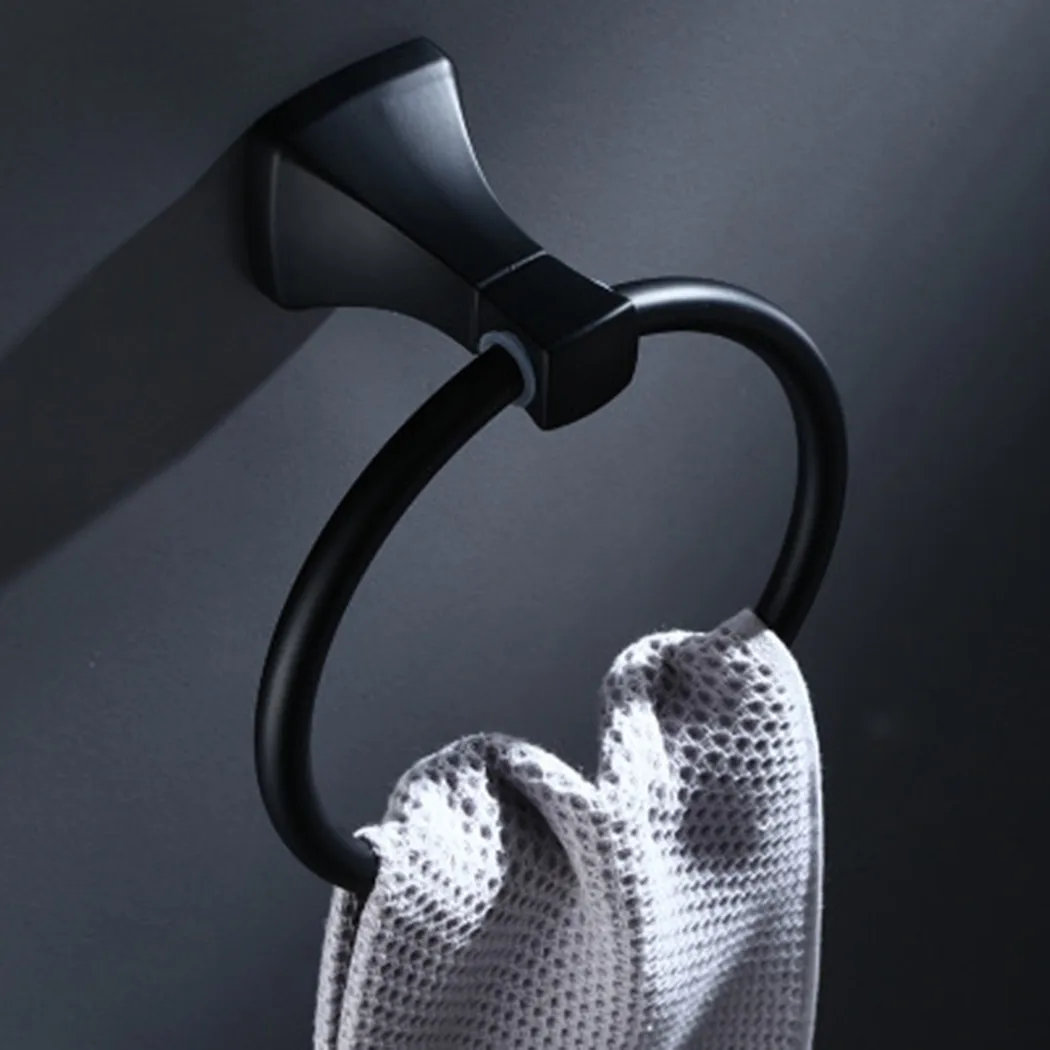 

Towel Ring Holder Black Towel Ring Space Bathroom Aluminum Towel Holder Frosted Ring Towel Holder Bathroom Baskets
