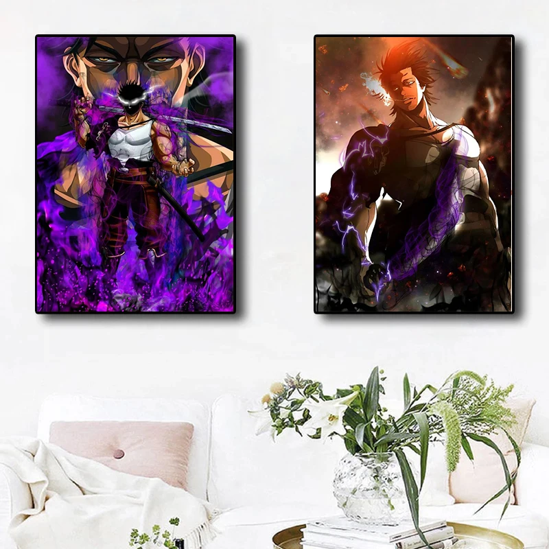 Красочный Ретро Художественный домашний Настенный декор черный клевер Японские