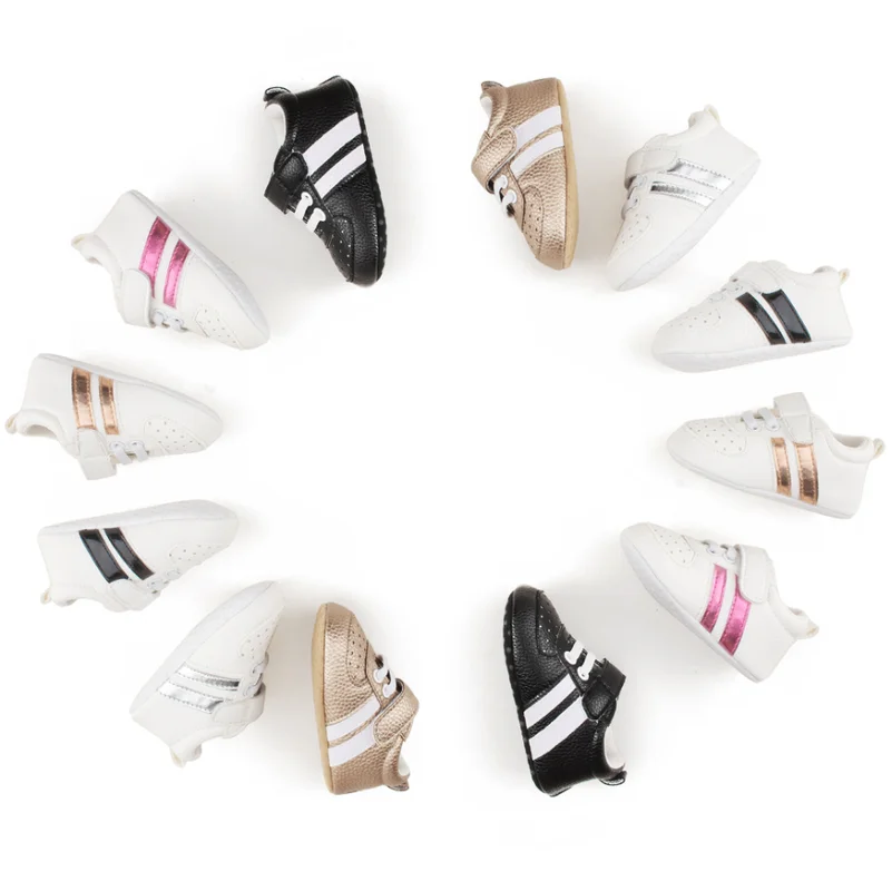 Туфли для новорожденных мальчиков и девочек повседневные Мокасины на липучке с