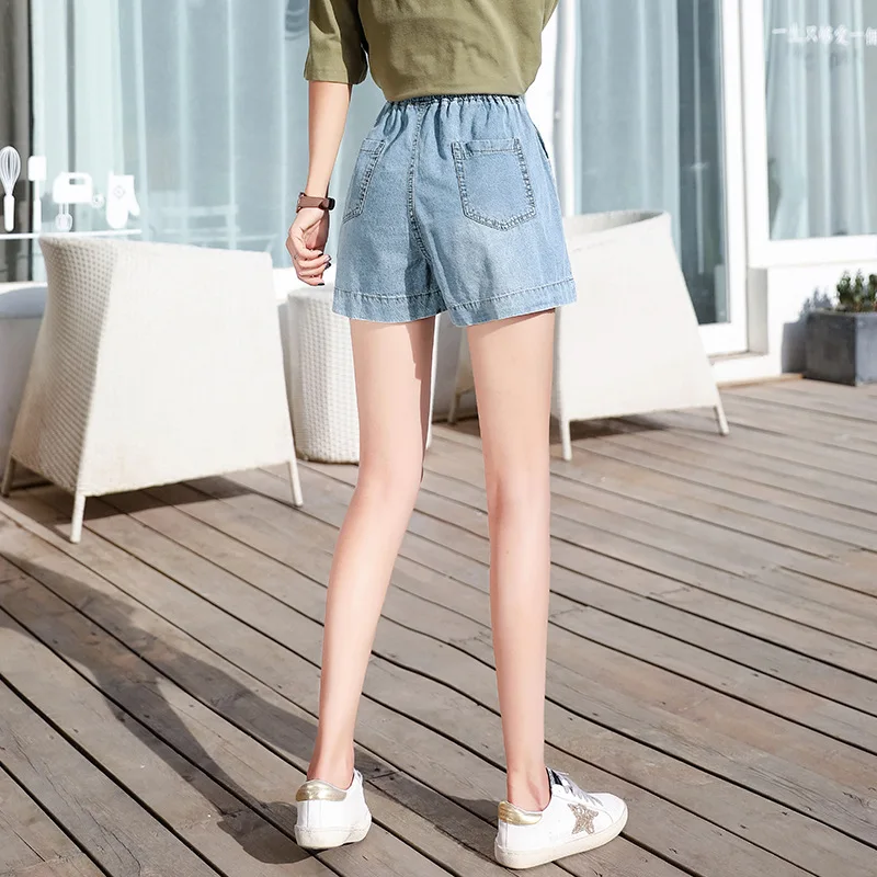 

2021 new hole shorts high waist loose micro la women's pants female summer Denim shorts White