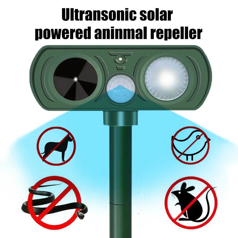 Ультразвуковой отпугиватель животных на солнечной батарее птиц кошек собак для