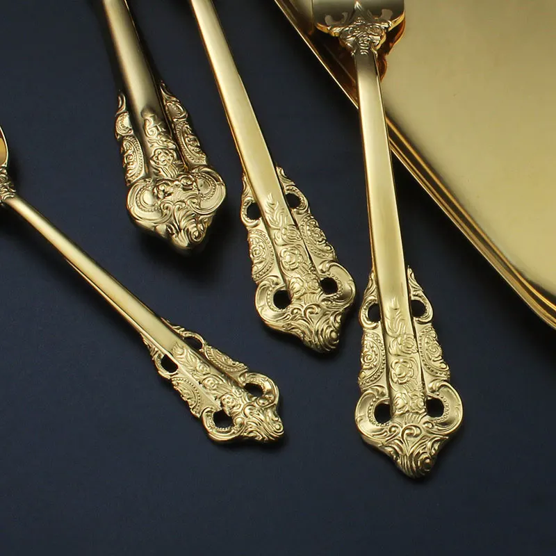 Королевский античный Европейский стиль тисненый нож для стейка вилка ложка