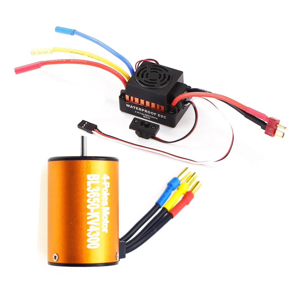 B OCDAY непроницаемый BL3650 4300KV sin escobillas del двигатель с 60A ESC Combo de 1/10 coche RC - Цвет: B