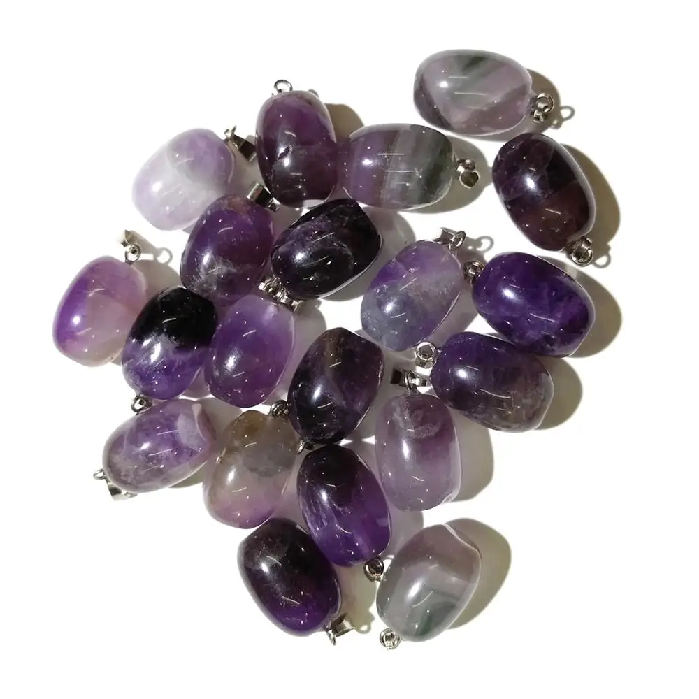 

Natural Semi Precious Stone Pendant Pupa Shape Amethysts DIY For Making Necklaces And Bracelets Package Sale 15x20mm