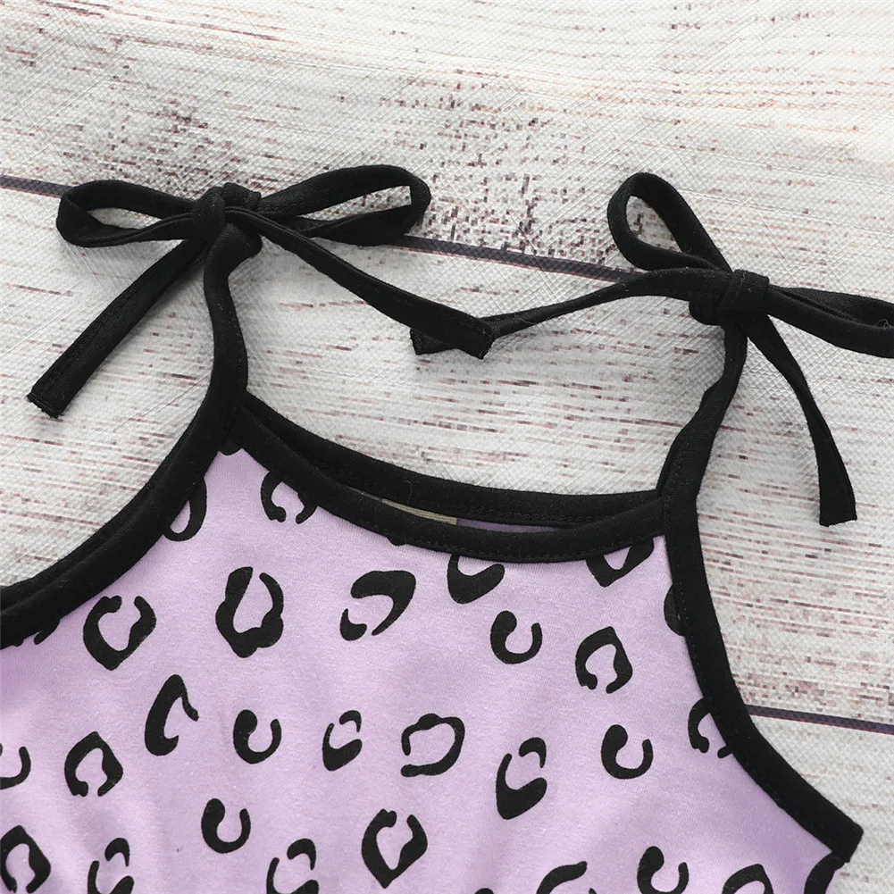 Newborn Baby Girls Camisole Rompers Summer Fashion Cute Sling Sleeveless Leopard One Piece Set For Infant 0-2Y Jumpsuit | Детская одежда