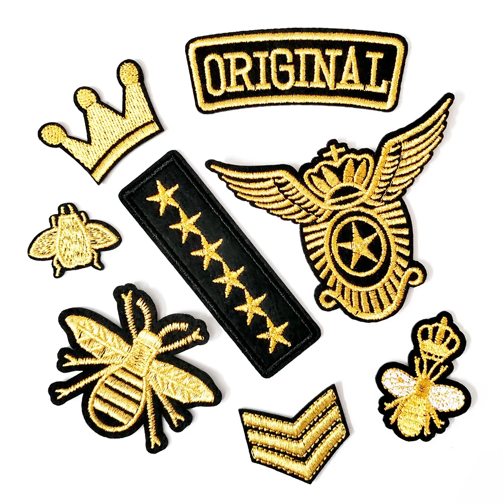 8 шт./лот оригинальные значки CROWN BEE для рукоделия вышитая нашивка аппликация