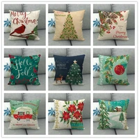 45x45cm merry christmas pattern pillow covers fauxlinen festival gift cushions floral pillowcase cushions sofa couch home decor