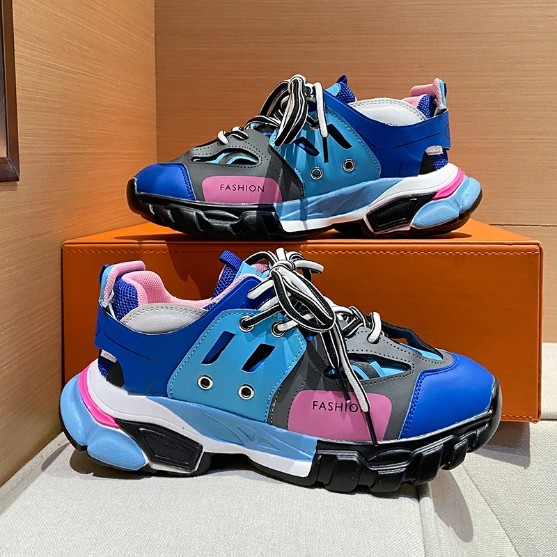 

Новинка 2021, летние брендовые массивные кроссовки, модная женская обувь для папы, розовая Спортивная повседневная обувь, модные женские крос...