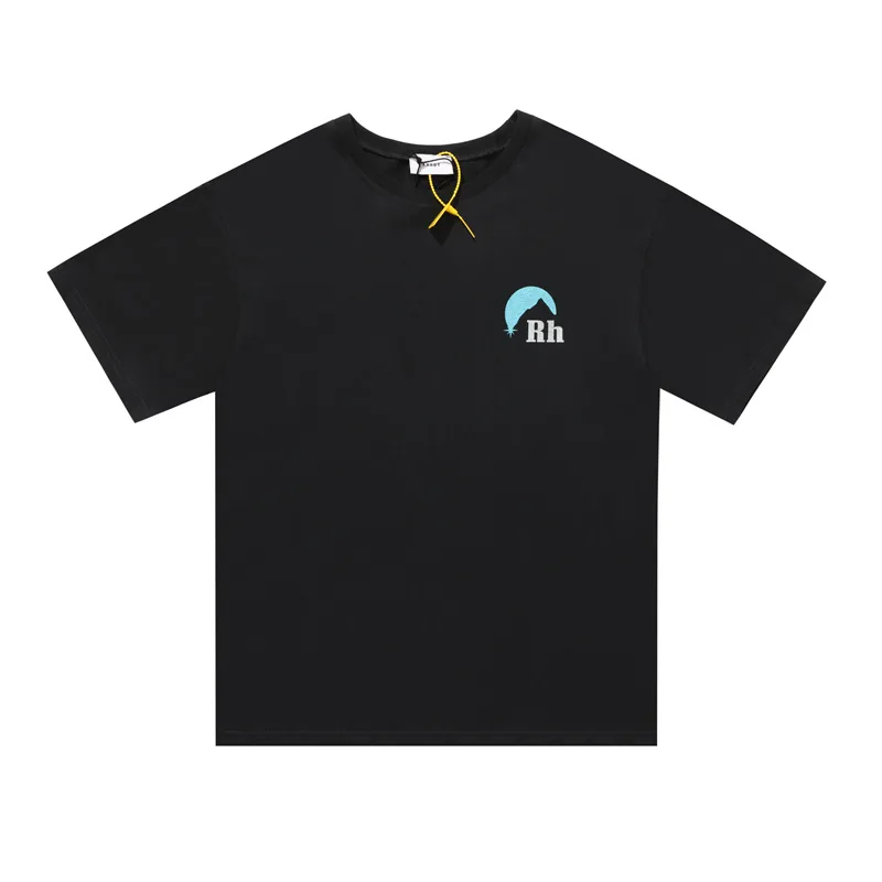 

Модная брендовая одежда для улицы с принтом снега, гор, заката, темы, круглая черная стирка, потертая парная футболка