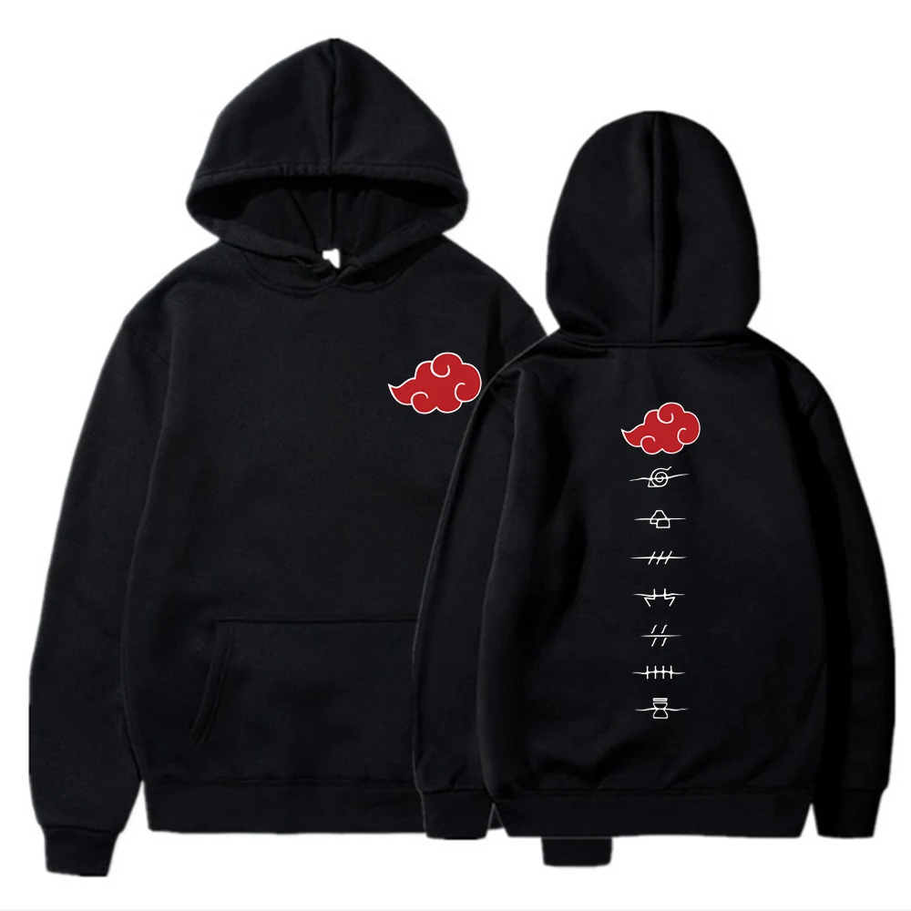 

Japanese Anime Men Hoodies Sweatshirts Akatsuki Cloud Symbols print man Hoodies Casual Fashion Streetswear Hoodie Men Clothes