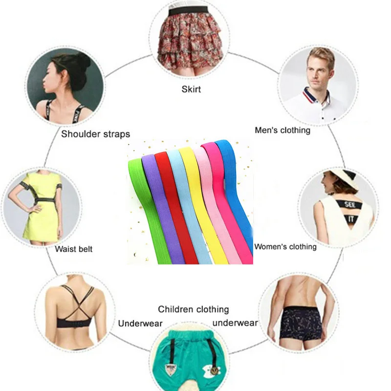 Цветные нейлоновые эластичные ленты ширина 2 см 1 метр для одежды сумок домашнего