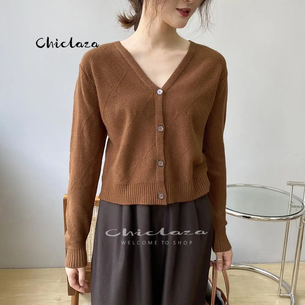 

Women Knitted Cardigans Fashion Autumn Long Sleeve Loose V Neck Solid Sweater Female Tops