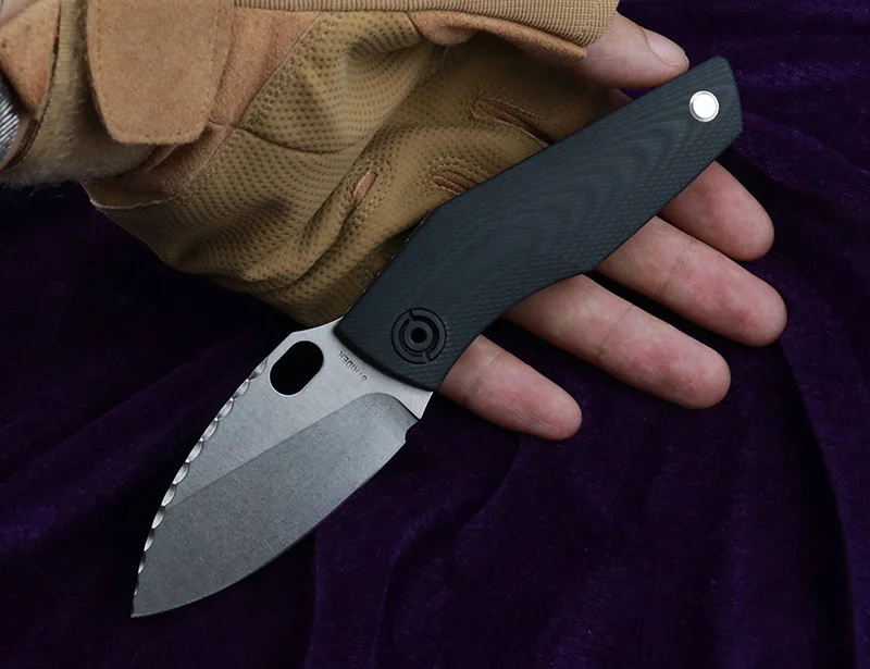 LEMIFSHE SJ75 складной нож D2 лезвие TC4 Титан CF G10 Ручка медная стиральная машина открытый кемпинг нож для фруктов EDC