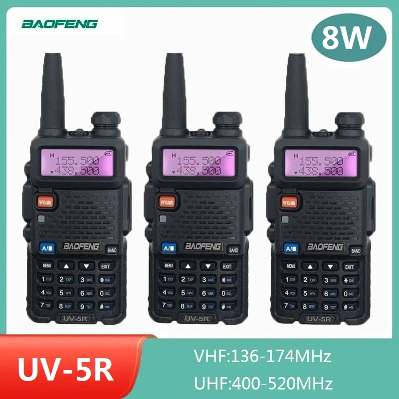 3 шт. мощная рация Baofeng UV 5R 8 Вт CB любительская радиостанция 10 км VHF UHF любительский