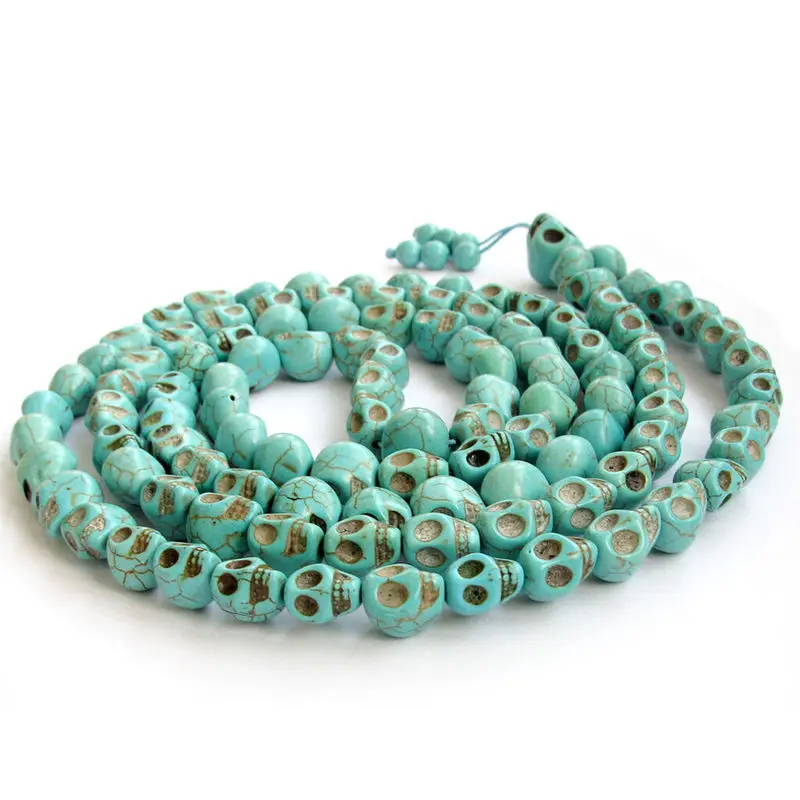 13 мм x 10 Howlite Бирюзовый Череп Тибет Буддийские 108 молитвенные бусы Mala ожерелье |