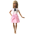 Розовая кукла NK, современная одежда, модная мини-юбка, милый узор, рубашка для куклы Барби, аксессуары, игрушки для девочек, подарок 282D 6X