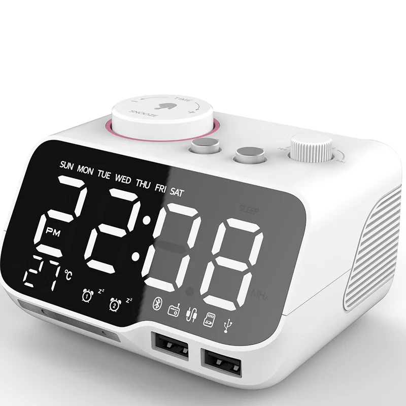 

Wireless Speaker With Clock display Bluetooth Portable Home Speaker Bedside Multi-functional FM Radio U Disk Stereo Boombox