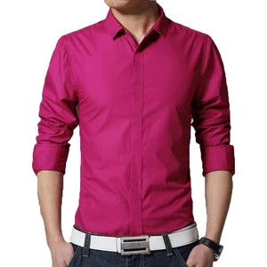 Мужская Повседневная рубашка с длинным рукавом, приталенная импортная одежда, 2019