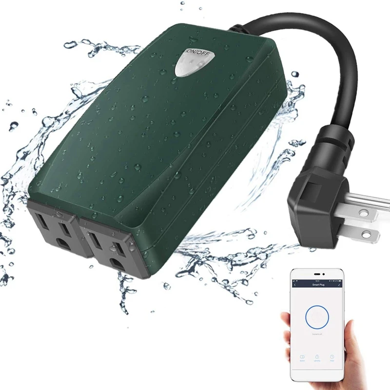 Водонепроницаемая уличная смарт-розетка с Wi-Fi 2 розетки беспроводной пульт