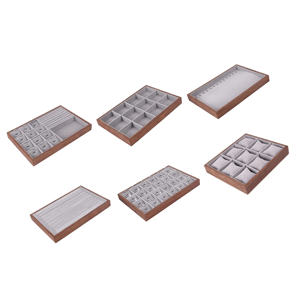 Деревянная коробка Флокированная подкладка ювелирные изделия драгоценный