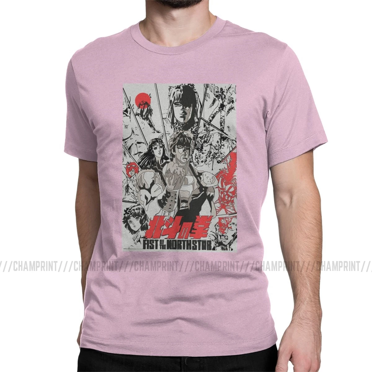 Fist Of The North Star, мужские футболки, Kenshiro Hokuto No Ken, Забавные футболки с круглым вырезом, футболки, чистый хлопок, подарок на день рождения, одежда - Цвет: Розовый