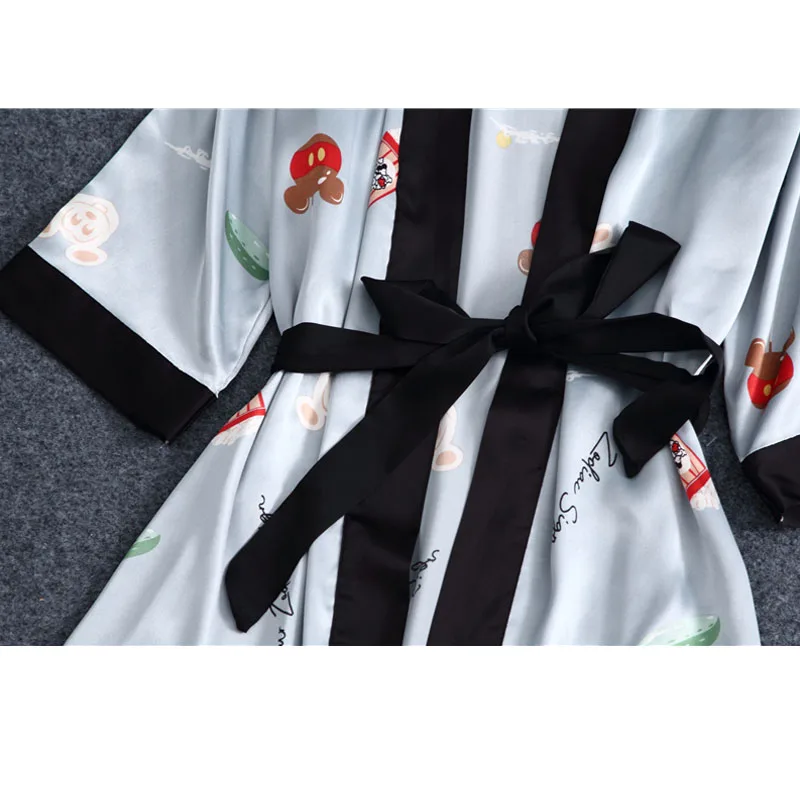 Комплект халатов с цветочным принтом Женская Летняя шелковая пижама комплект из